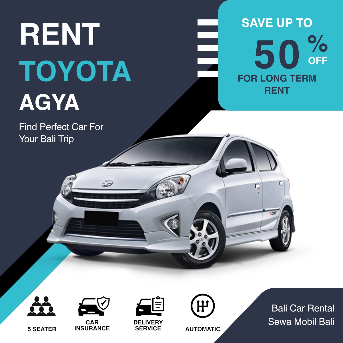 Bali Car Rental Toyota Agya Automatic 1.0L 2016